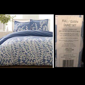 NEW City Scene Copper Grove Crocus French Blue Full/Queen Duvet Set